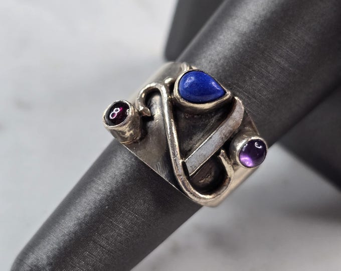 Womens Vintage Estate Sterling Silver Modernist Ring 8.6g E3745