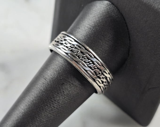 Mens Estate Sterling Silver Irish Celtic Eternity Knot Fidget Ring 4.7g E6889