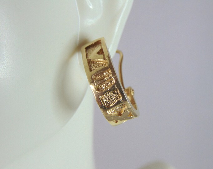 Womens Vintage Estate Modernist 14K Yellow Gold Earrings 7.8g E738