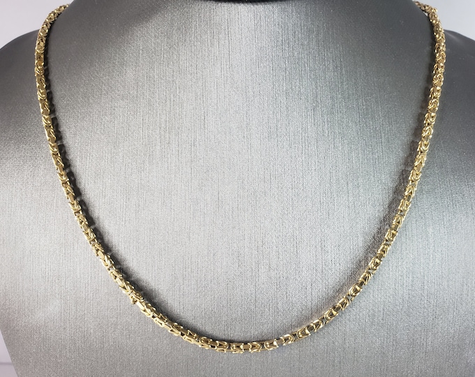 Vintage Estate 14K Gold Byzantine Chain Link Necklace 17.9g E2943