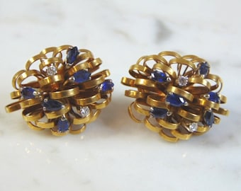 Womens Vintage Estate 18K Gold Modernist Earrings 20.7g E3209