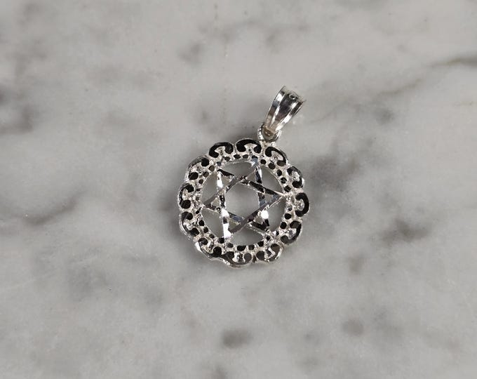 Sterling Silver Jewish Judaica Star of David Religious Pendant, 1.2g E1758