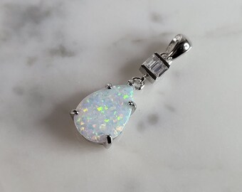 Womens Sterling Silver Modernist Opal Stone Pendant 1.8g E2871
