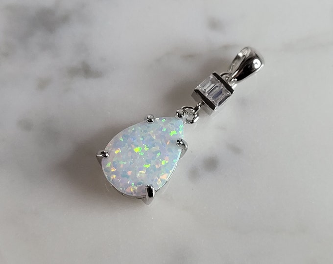Womens Sterling Silver Modernist Opal Stone Pendant 1.8g E2871