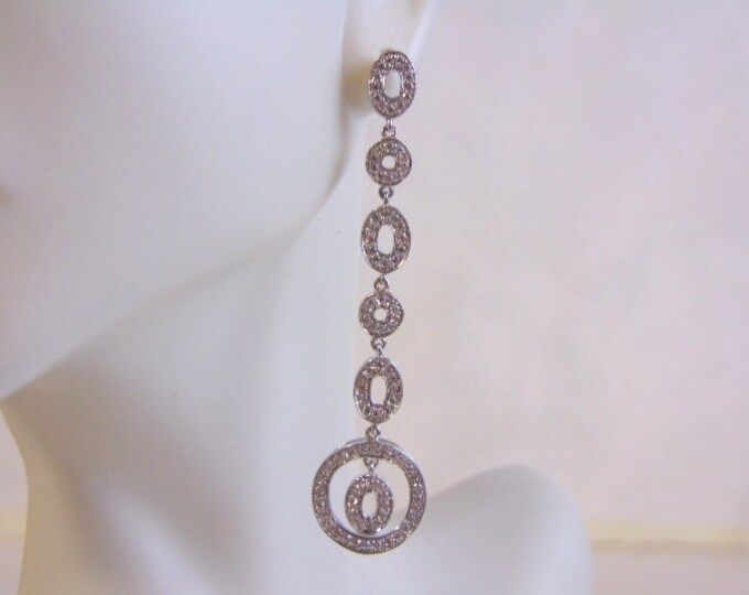 Vintage Estate Sterling Silver Earrings w/ CZ Stones 5g #E4033