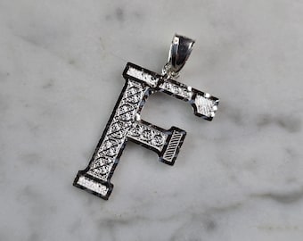 Womens Sterling Silver Initial Letter " F " Pendant 1.3g E1852