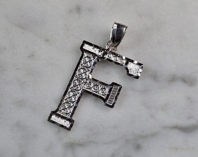Womens Sterling Silver Initial Letter " F " Pendant 1.3g E1852