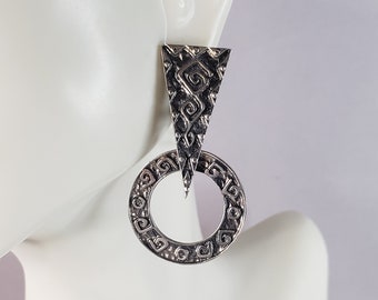 Womens Vintage Estate Sterling Silver Modernist Earrings 10.0g E6607