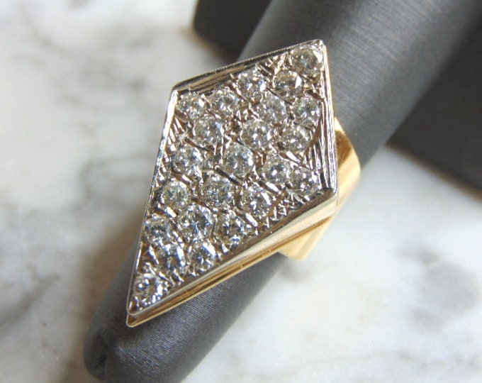Womens Vintage Estate 14K Gold Diamond Cluster Modernist Ring 12.9g  #E2069