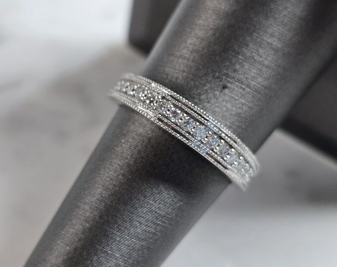 Womens Vintage Estate 14k White Gold Diamond Ring 3.2g #E5452