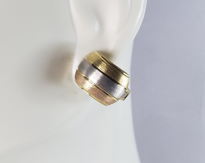 Womens Vintage Estate 14K Multi Tone Gold Earrings 4.1g E3287