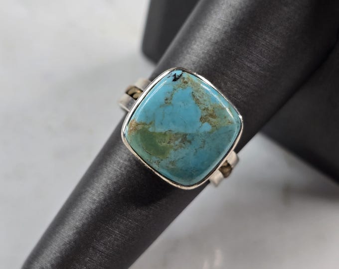 Womens Vintage Estate Sterling Silver Turquoise Ring 5.2g E3493