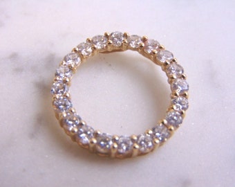 Womens Vintage Estate 10K Gold CZ Eternity Pendant 3.0g #E2539