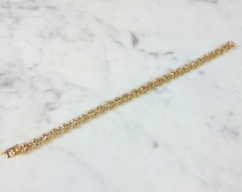 Womens Vintage Estate 14K Gold Diamond Cut Filigree Heart Bracelet 10.2g E1748