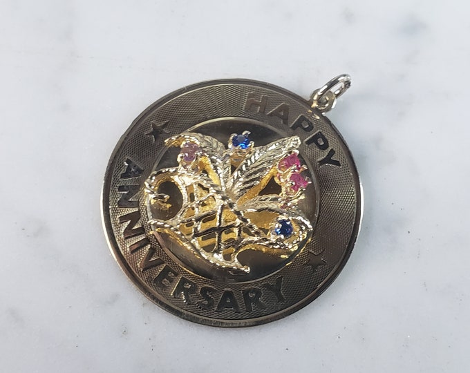 Womens Vintage Estate 14K Yellow Gold Anniversary Pendant 6.3g E5999