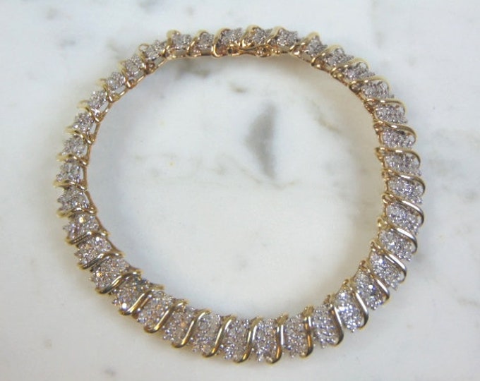 Womens Vintage Estate 14K Yellow Gold Diamond Bracelet 14.2g E3049