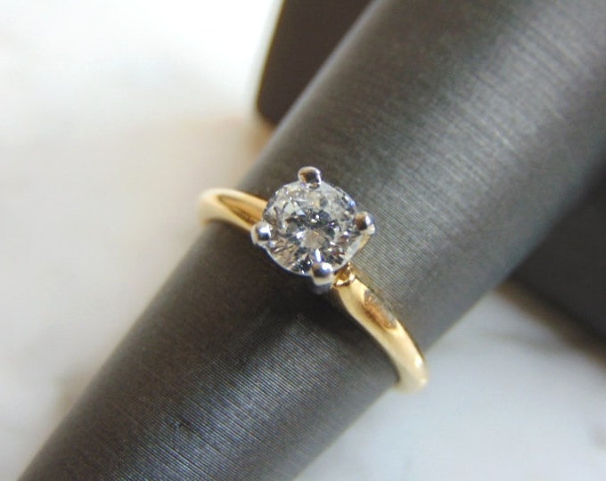 Womens Vintage Estate 14k Gold & Solitaire Diamond Ring 3.0g  E1527