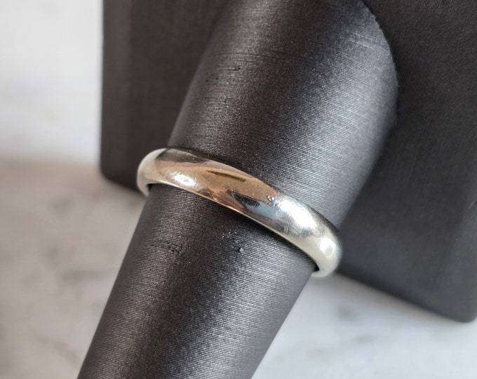Mens Vintage Estate 10K White Gold Band Wedding Ring 4.6g E7230