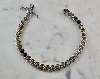 Womens Sterling Silver Modernist Citrine Quartz Topaz Bracelet 17.3g E6645
