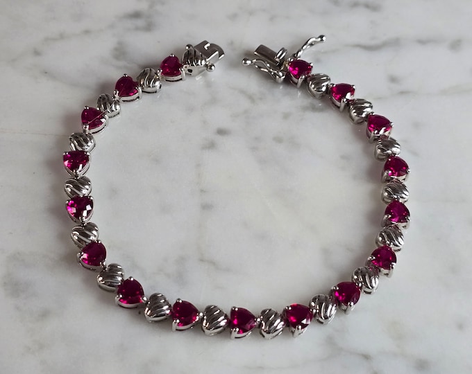 Womens Vintage Estate Sterling Silver Tennis Bracelet 12.7g E7544