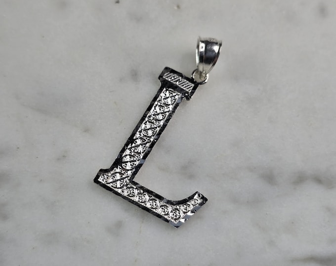 Womens Sterling Silver Initial Letter " L " Pendant 1.0g E7764