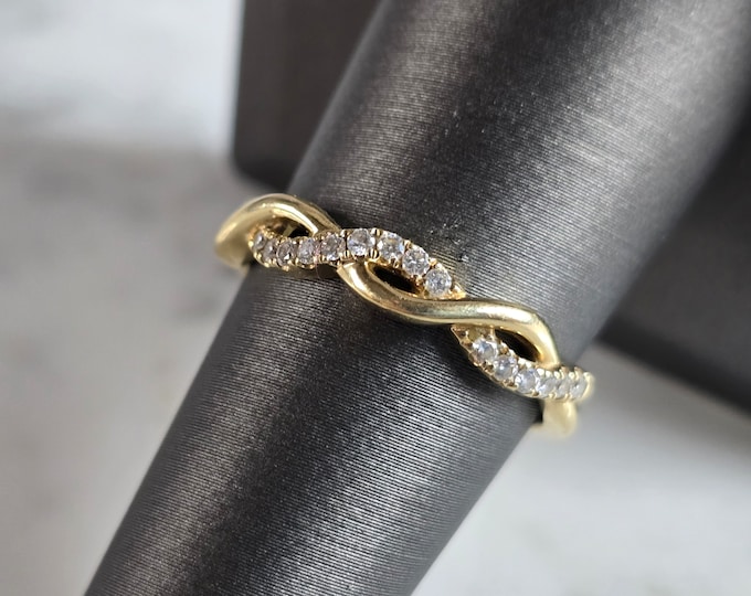 Womens Estate 14K Gold Twisted Infinity Diamond Leo Ring, 3.5g E7456