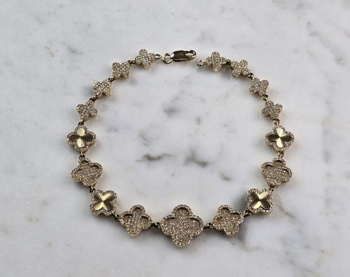 Womens Vintage Estate 10K Gold Diamond Bracelet  11.0g E7175