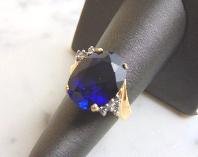 Women's Vintage Estate 14K Gold Sapphire & Diamond Ring 7.1g E3308