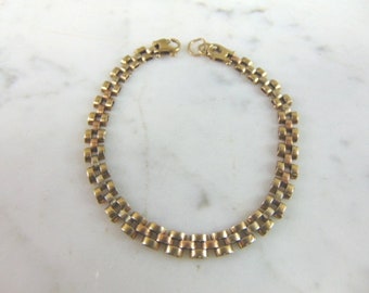 Womens Vintage Estate 14k Multi Tone Gold Bracelet 7.2g E5232