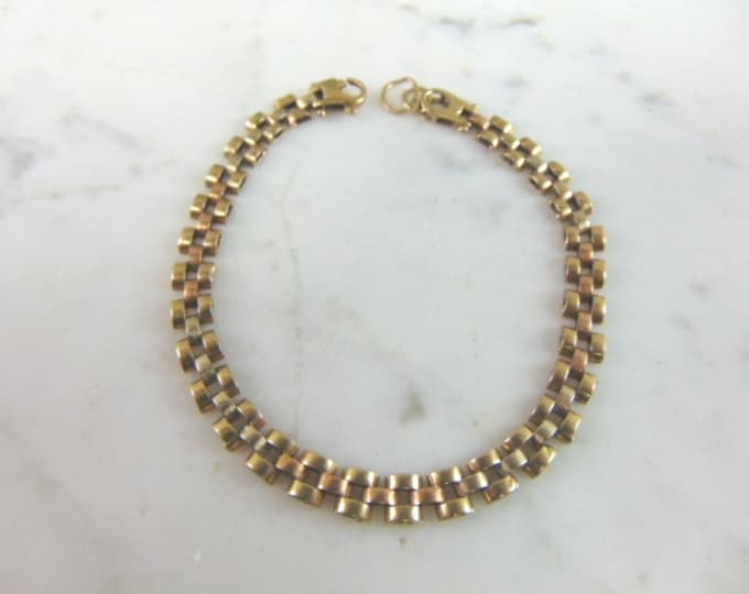 Womens Vintage Estate 14k Multi Tone Gold Bracelet 7.2g E5232