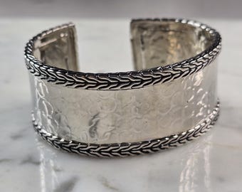 Womens Vintage Estate Sterling Silver Modernist Cuff Bracelet 38.8g E4963