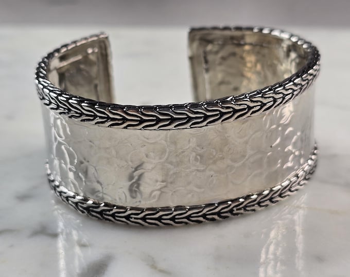 Womens Vintage Estate Sterling Silver Modernist Cuff Bracelet 38.8g E4963