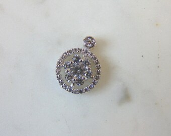 Womens Vintage Estate Sterling Silver CZ Pendant 1.1g E2888