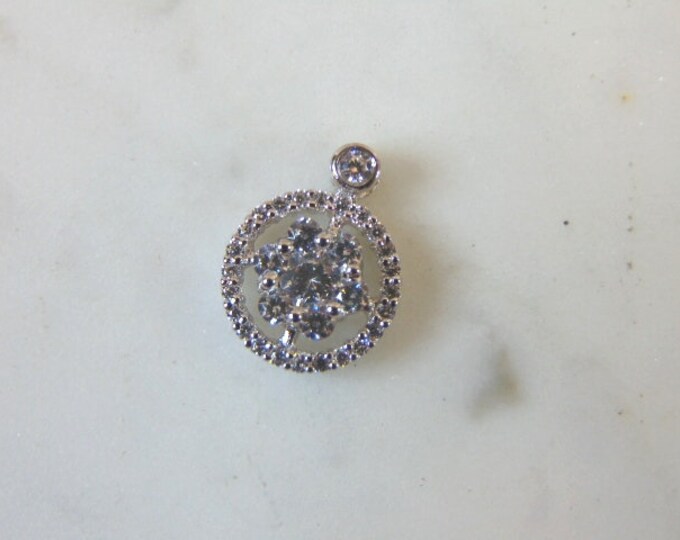 Womens Vintage Estate Sterling Silver CZ Pendant 1.1g E2888