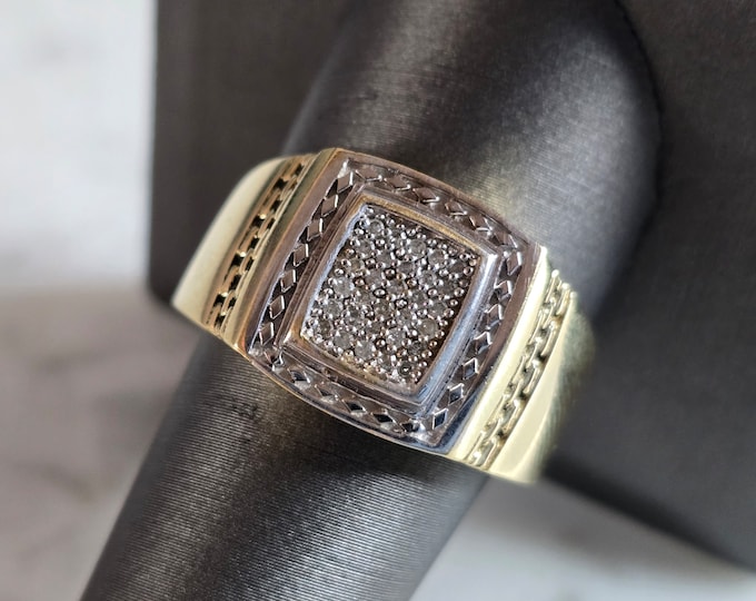 Mens Vintage Estate 10k Yellow Gold Diamond Ring 6.7g #E7206