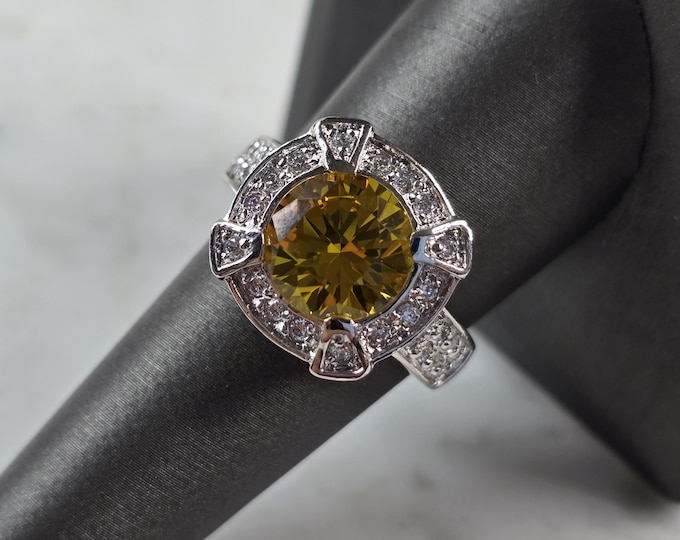 Womens Vintage Estate Sterling Silver Beryl CZ Ring 7.2g #E4281