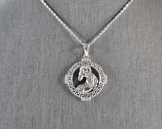 Womens Sterling Silver Aries Zodiac Pendant Necklace 3.5g E7291