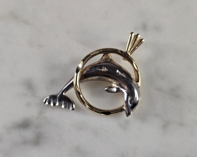 Womens Vintage Estate 14K Michael Anthony Dolphin Pendant 2.1g E4745