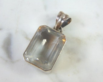 Womens Vintage Estate Sterling Silver CZ Pendant 13.1g E2686