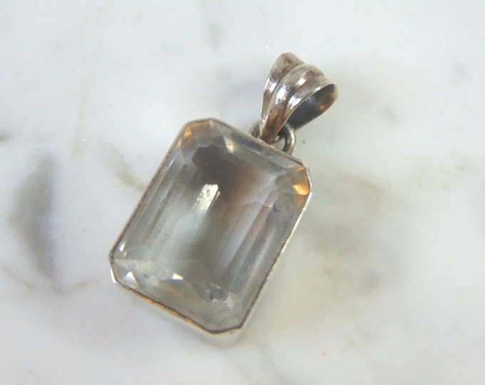 Womens Vintage Estate Sterling Silver CZ Pendant 13.1g E2686