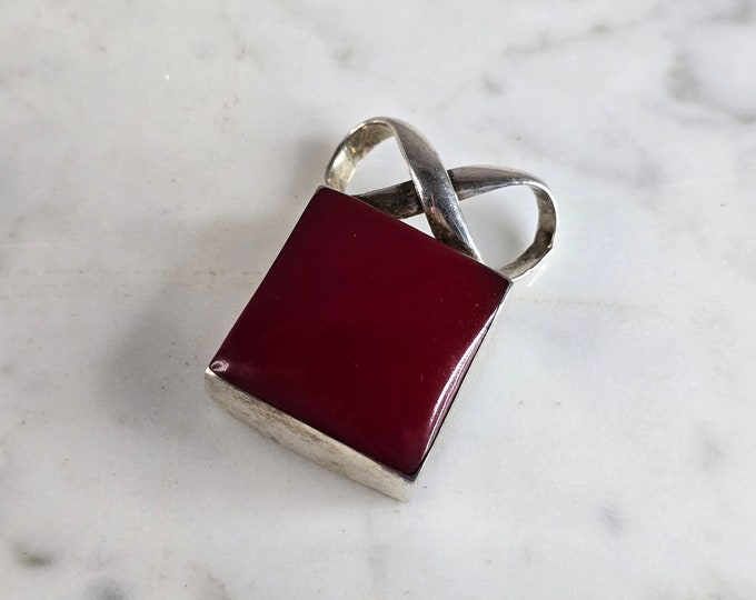 Womens Vintage Estate Sterling Silver Modernist Pendant 15.9g E7738