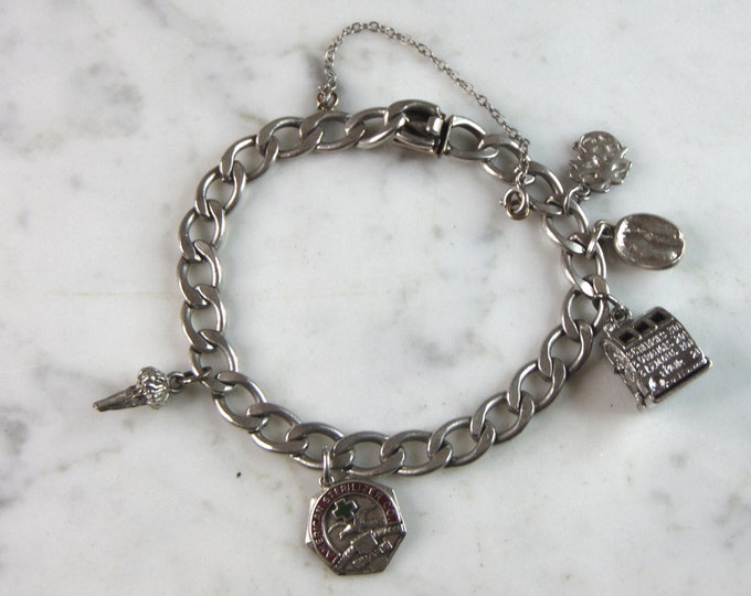 Women's Vintage Estate Sterling Silver Charm Bracelet 30g E1940
