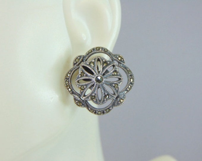 Womens Vintage Estate Sterling Silver Modernist Earrings 6.3g E939