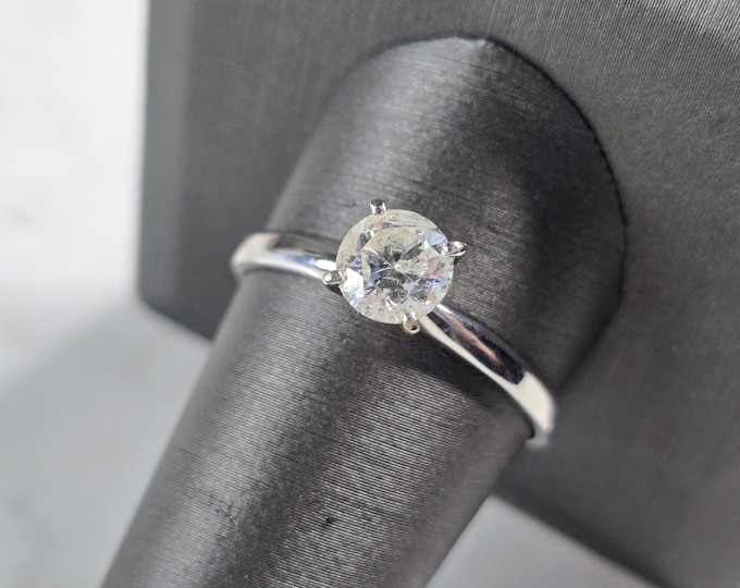 Womens Vintage Estate 10K White Gold Diamond Engagement Ring 2.5g E7718