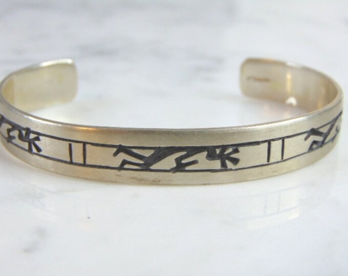 Vintage Estate Sterling Silver Southwestern Design Cuff Bracelet 22.2g E813