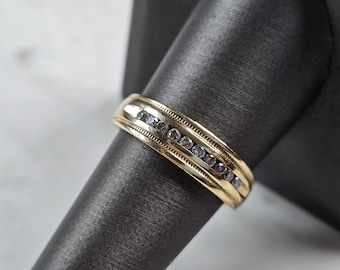 Mens Vintage Estate 10k Yellow Gold Diamond Ring 4.0g #E3374