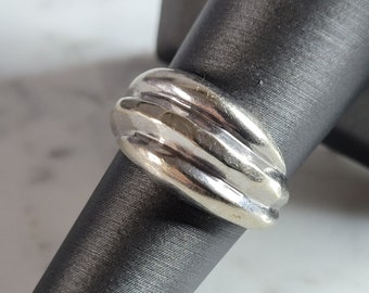 Womens Vintage Estate 14K White Gold Modernist Ring 4.4g E4910