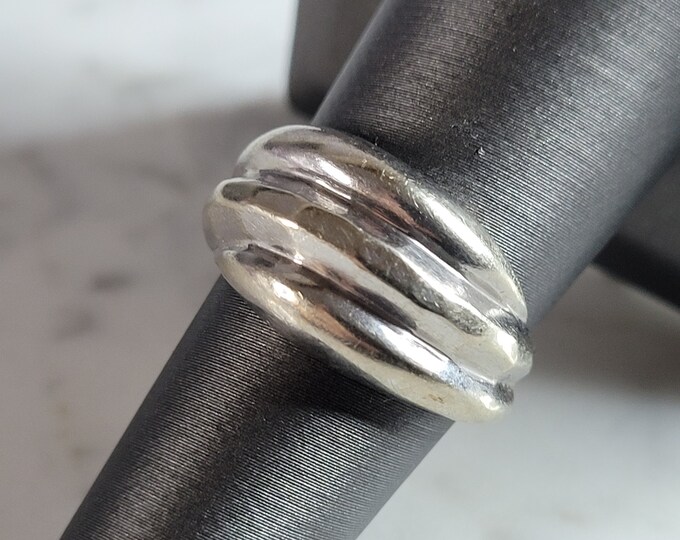 Womens Vintage Estate 14K White Gold Modernist Ring 4.4g E4910