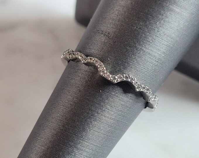 Womens Estate Sterling Silver CZ Spacer Ring 1.1g E1636
