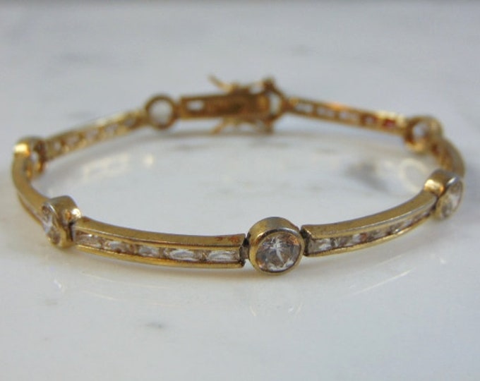 Womens Vintage Estate Sterling Silver CZ Bracelet 11.1g E2821